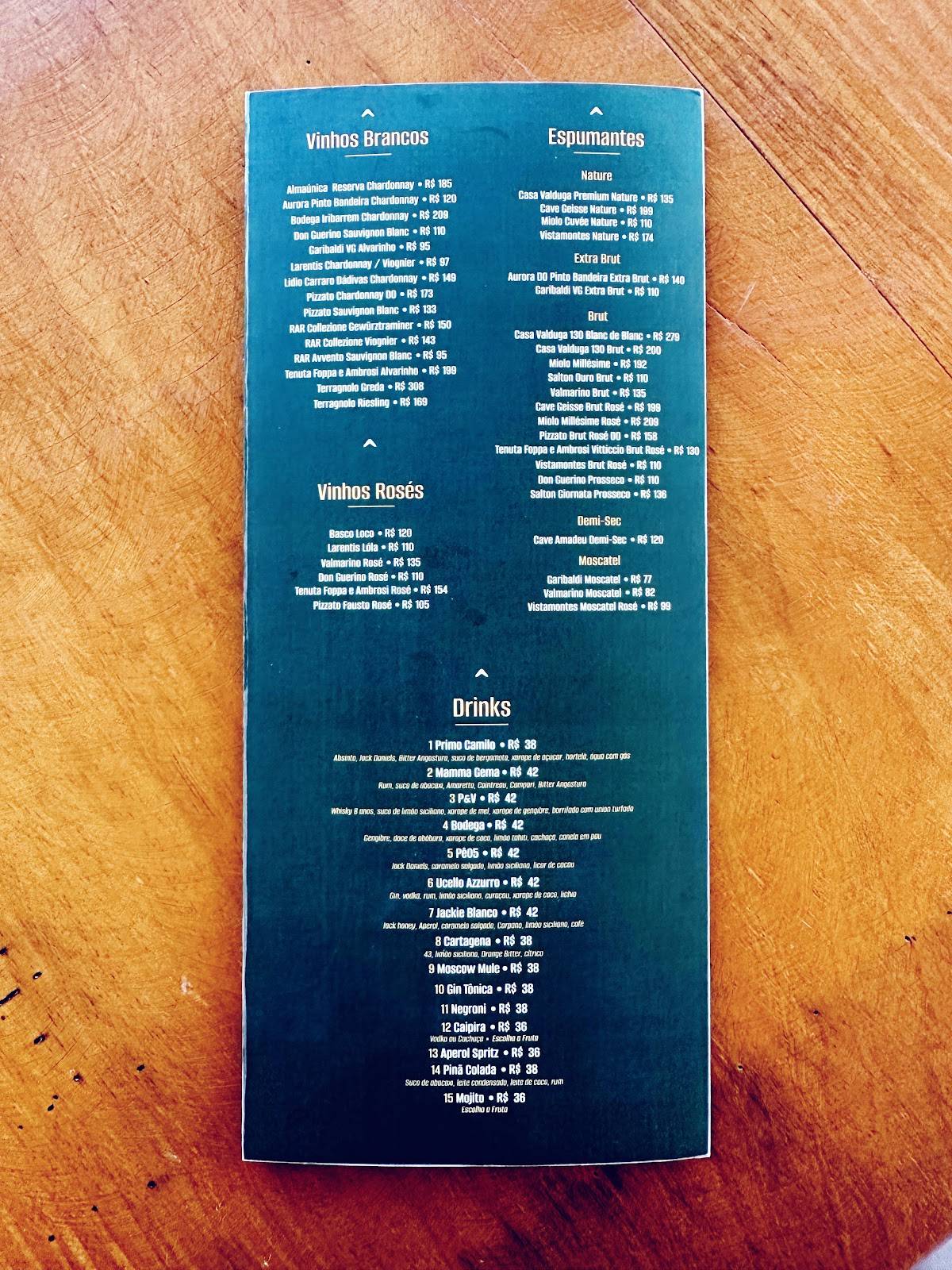 Pê05 Terrazza di Primo Camilo cardápio