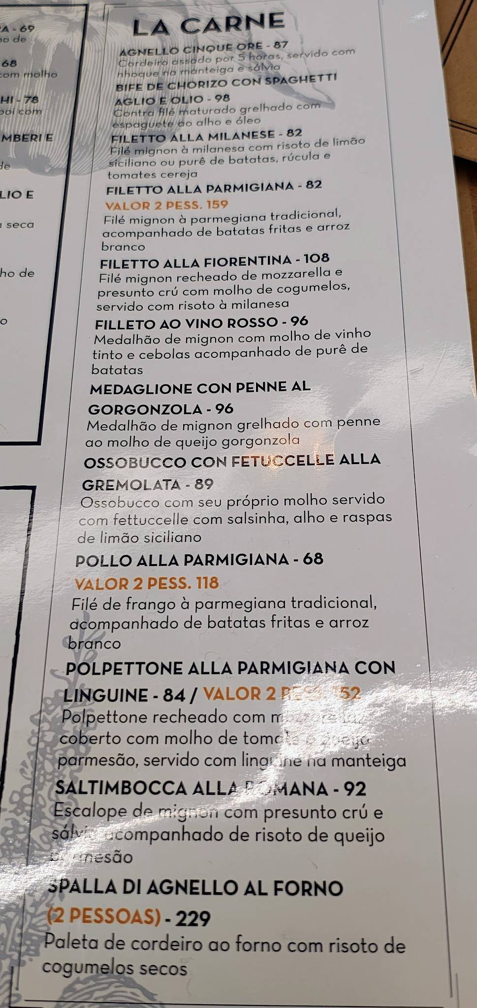 Pecorino Bar & Trattoria Mogi Shopping: Massas, Risoto, Pizza, Vinhos, São Paulo cardápio