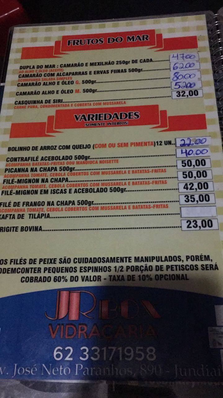 Peixe Bar cardápio