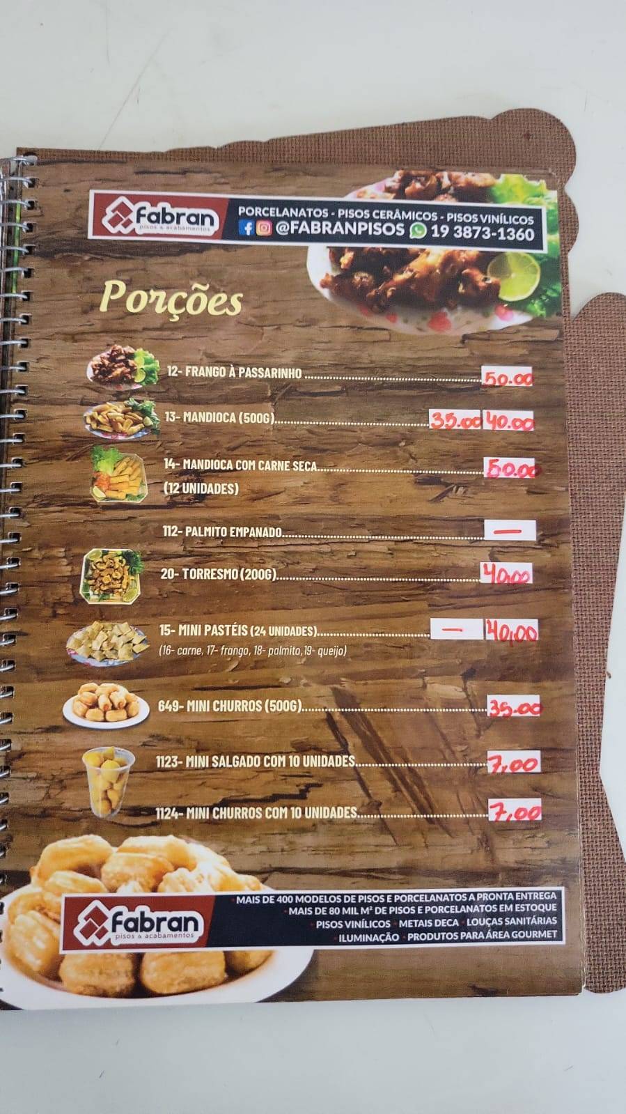 Pesqueiro do Marco cardápio