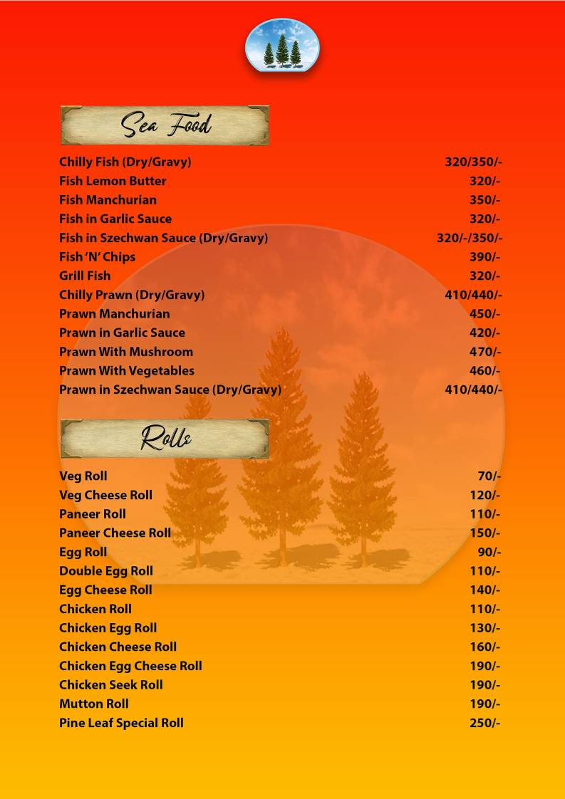 Pine leaf restaurant menu