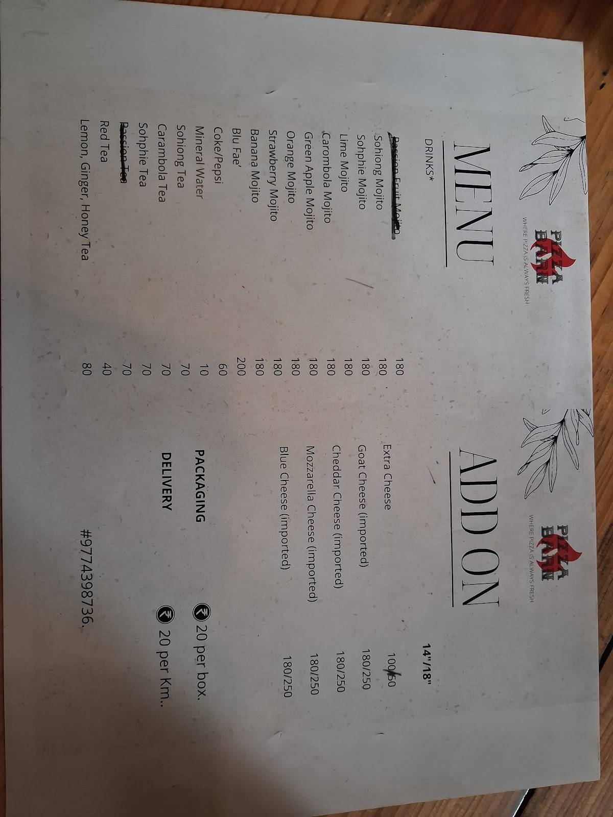 Pizza Barn, Shillong menu