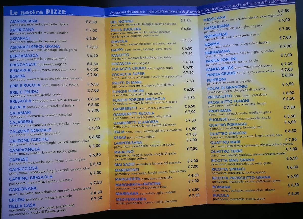 Menu de Pizza Planet 2