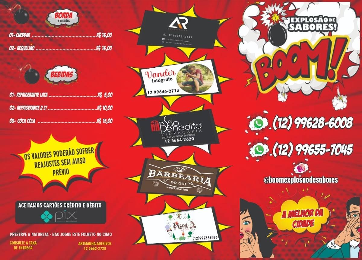 Pizzaria BooM explosão de sabores cardápio