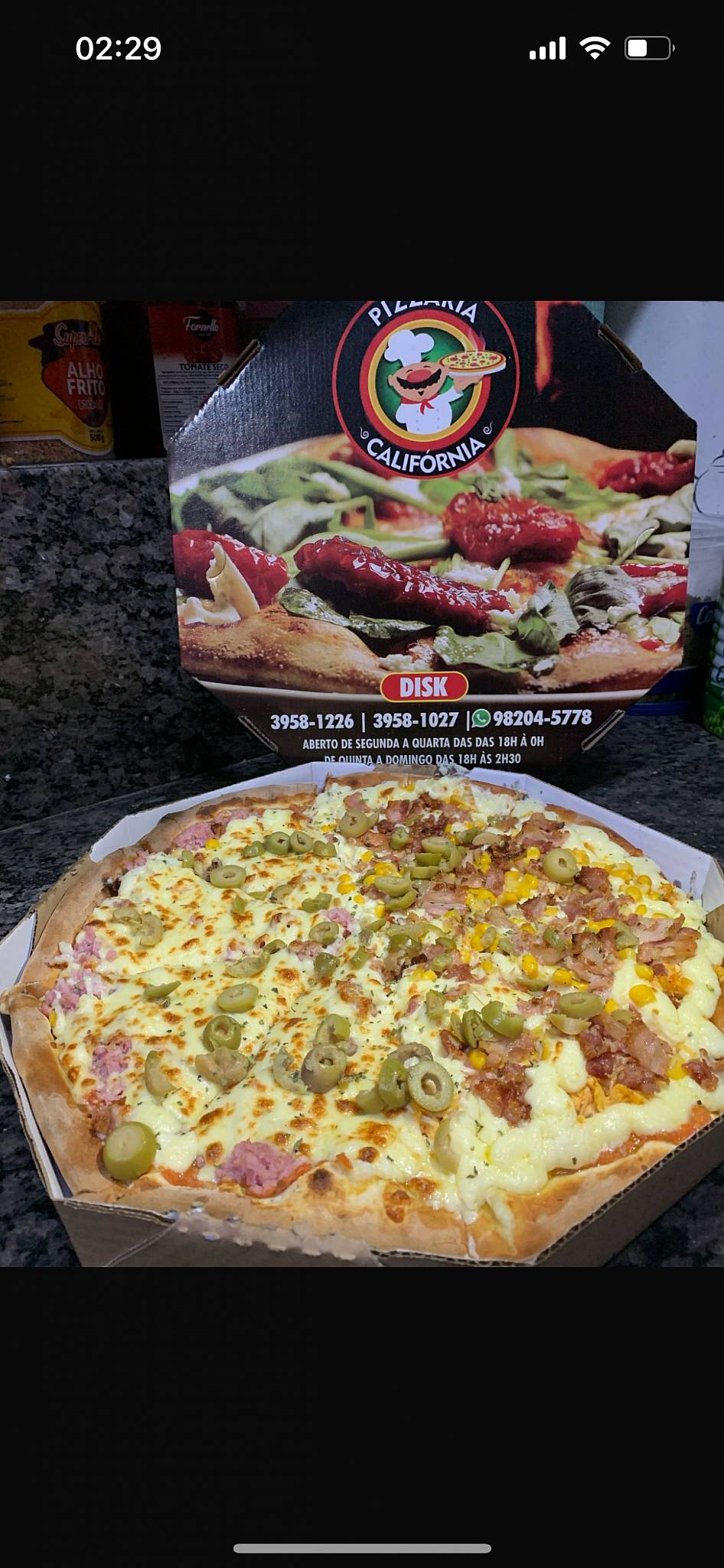 Pizzaria Califórnia Jacareí cardápio