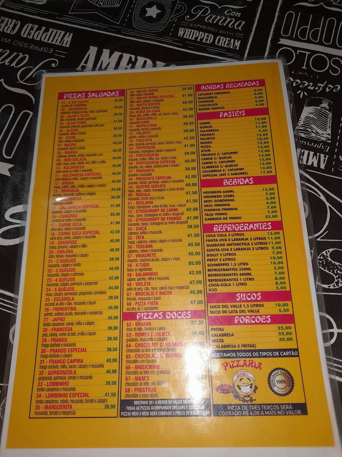 Pizzaria Japão cardápio