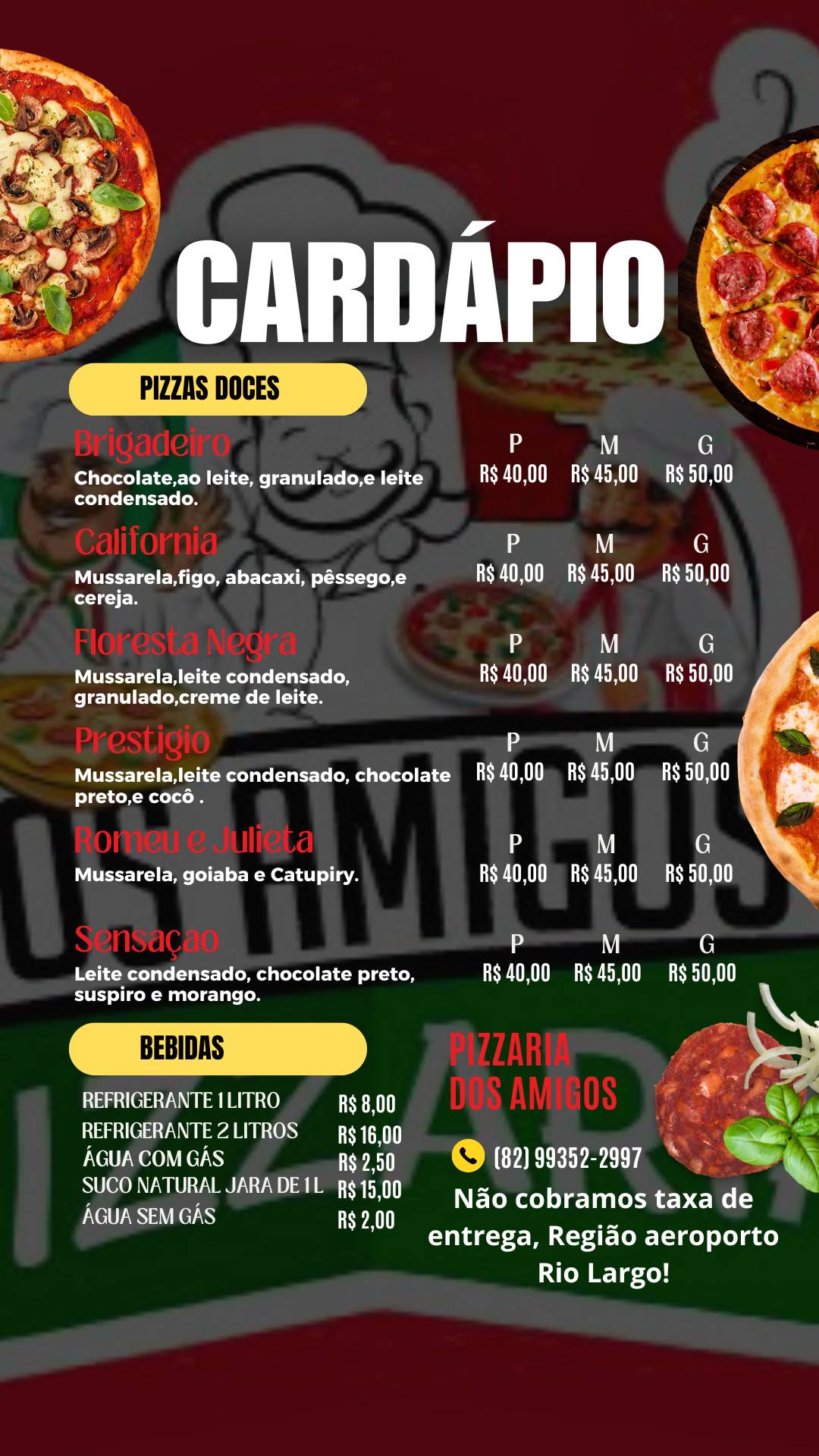 Pizzaria dos amigos cardápio