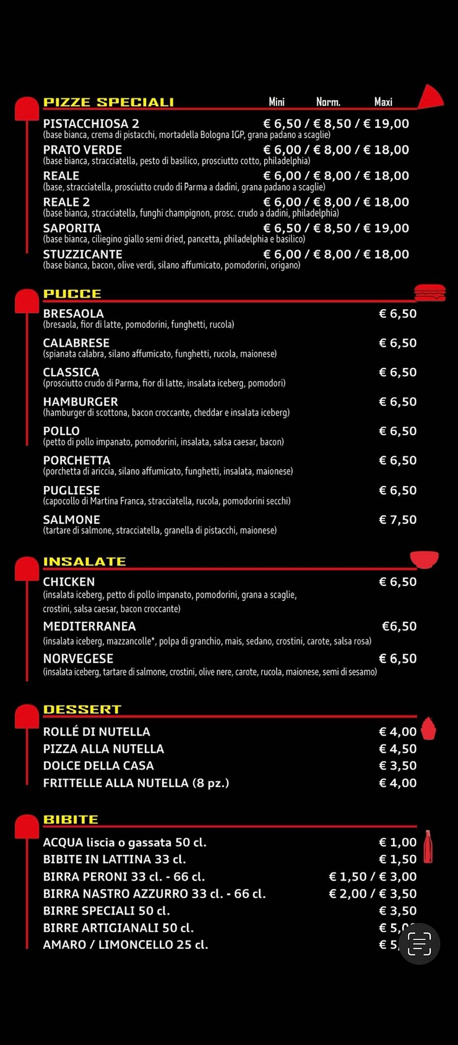 Menu di 300 Gradi pizza & food 