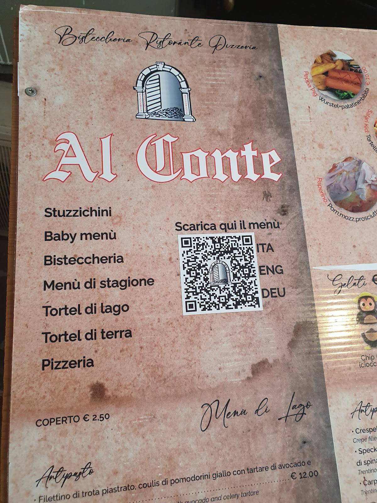 Menu di Pizzeria Ristorante Al Conte 