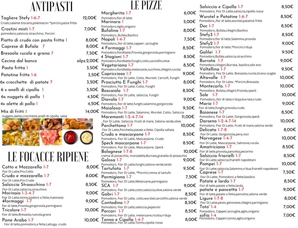 Menu di Pizzeria Stefy3 