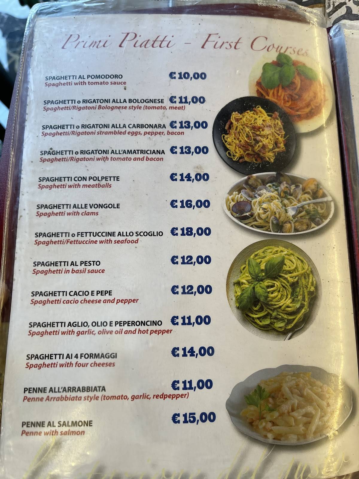 Menu di Pizzeria da benedetto 
