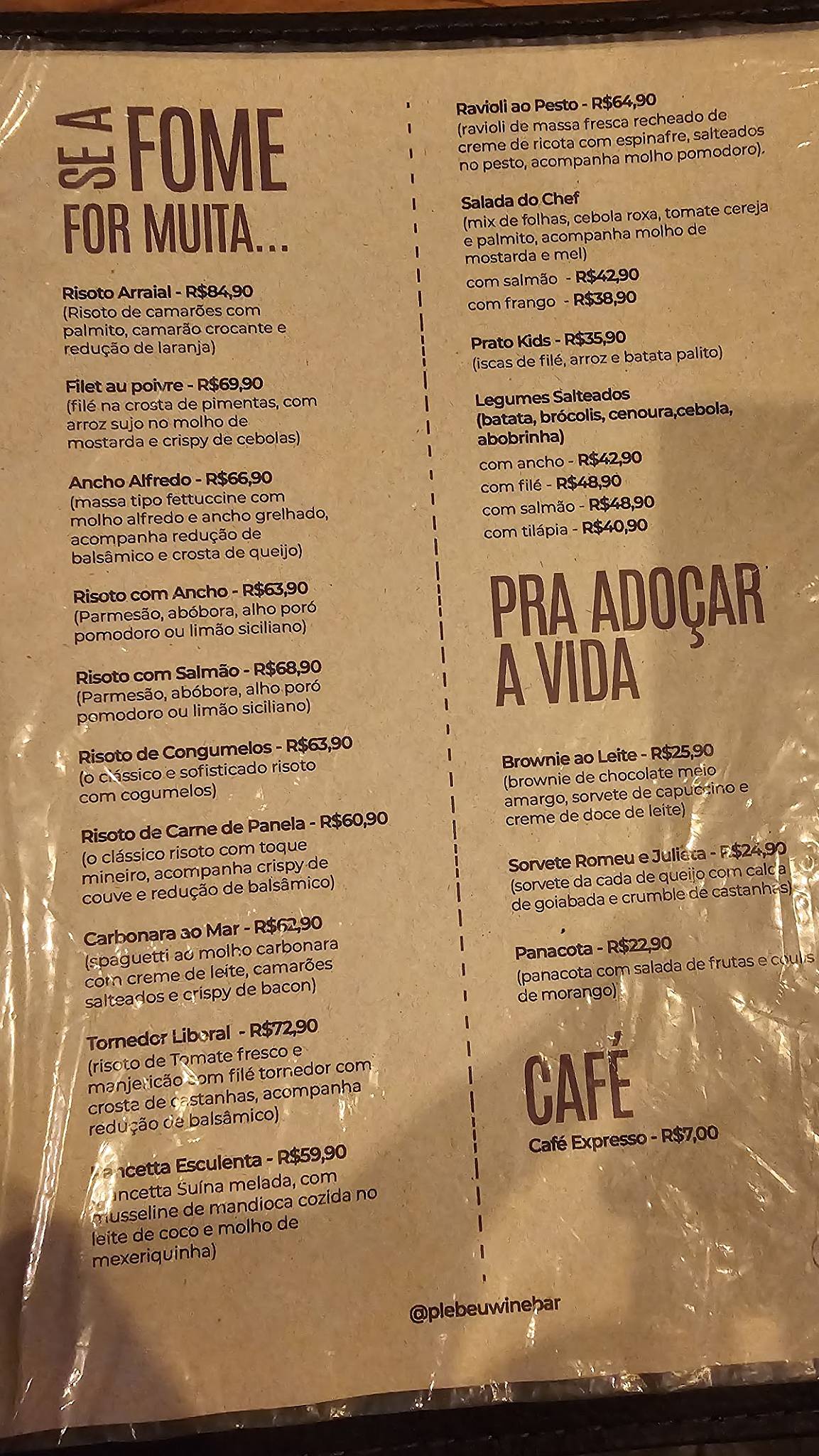 Plebeu Wine Bar cardápio