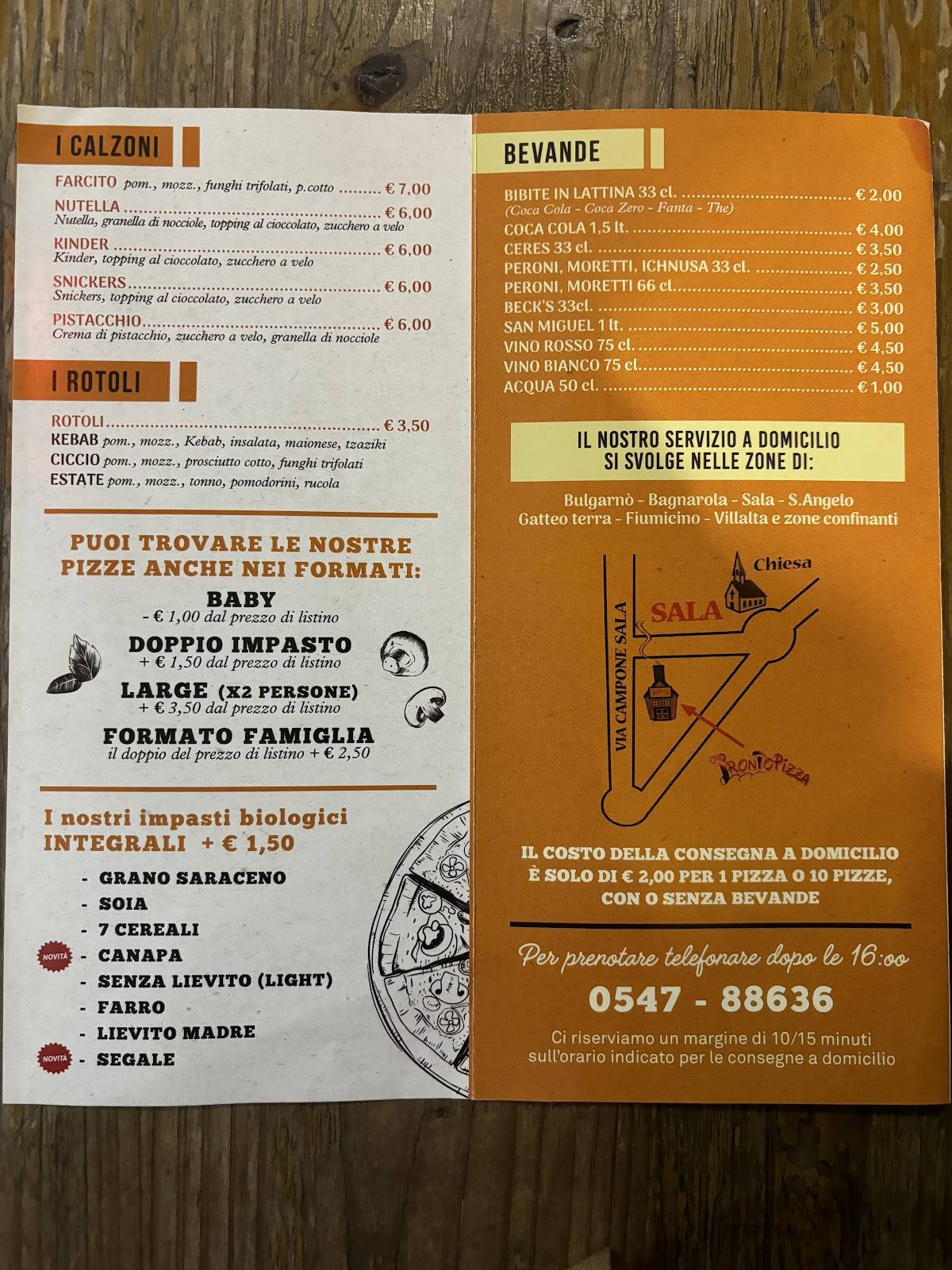 Menu di Pronto Pizza Sala 
