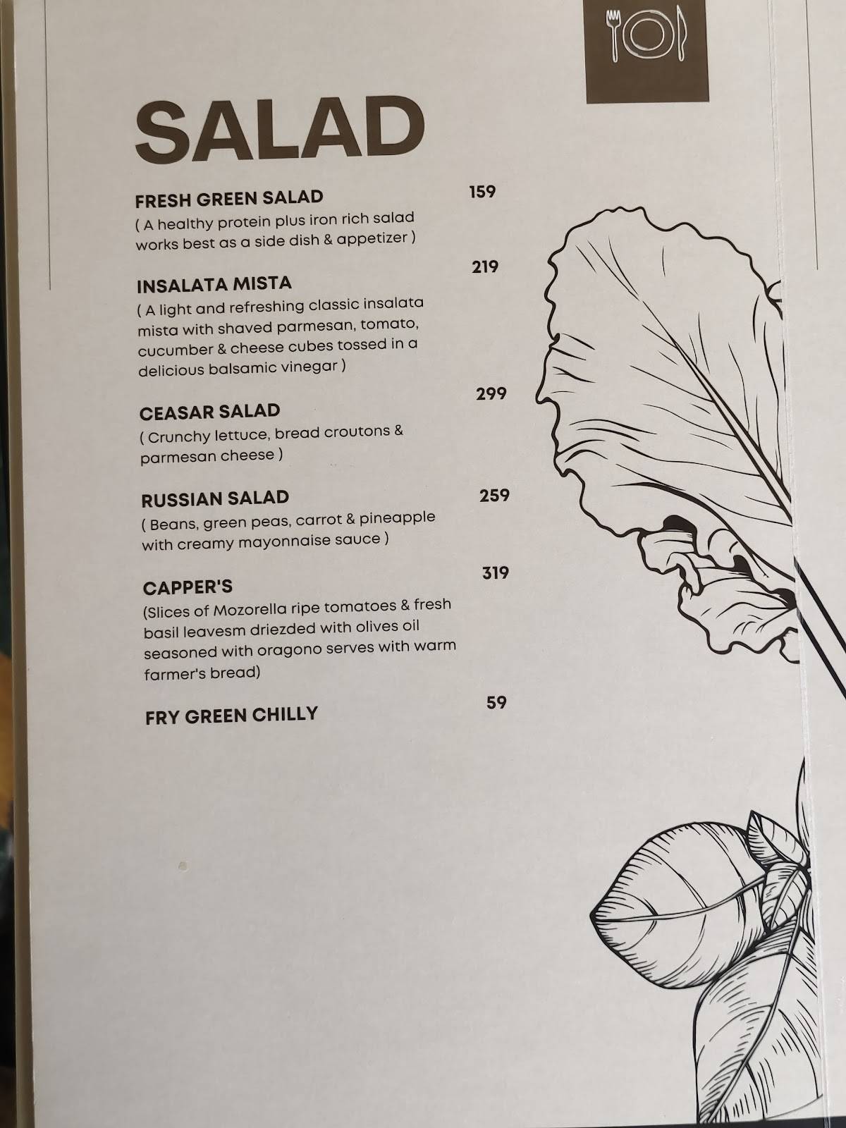 RD'S Infusion Global Veg Kitchen Fine Dining Restaurant menu