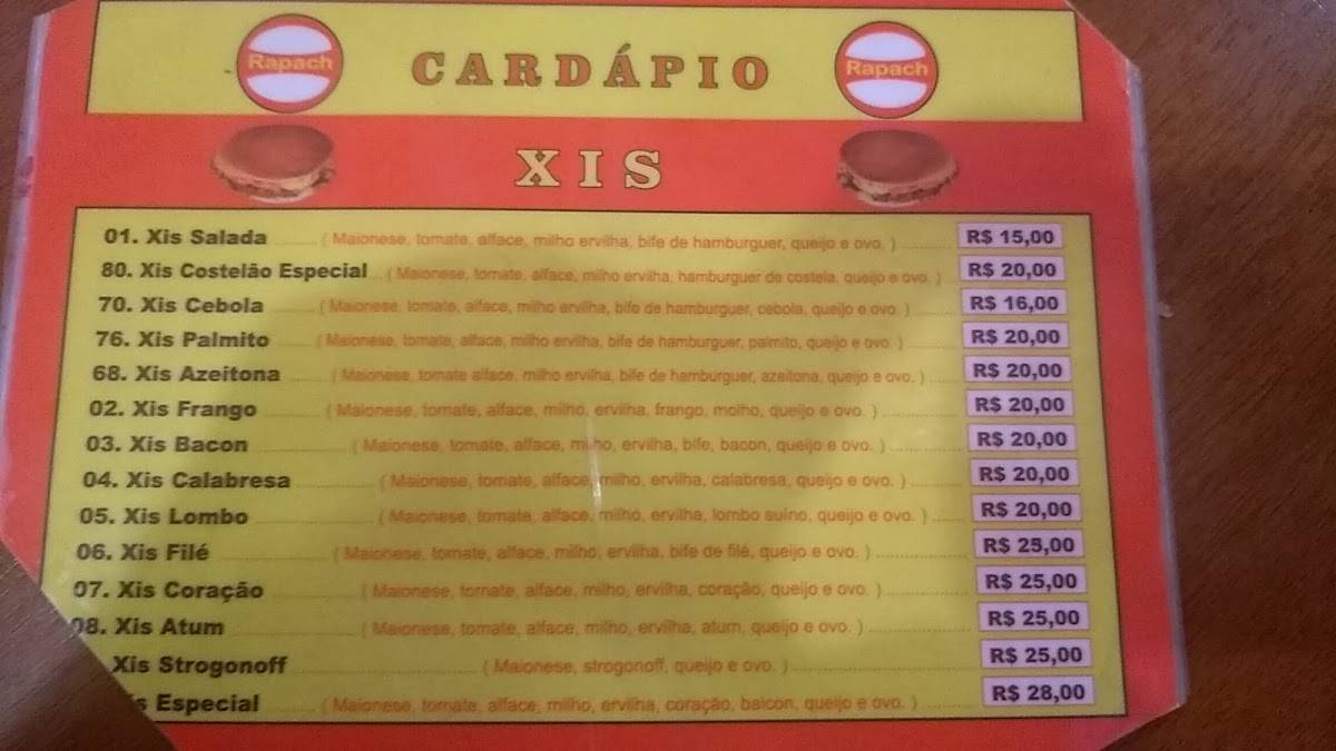 Rapach Lanches cardápio