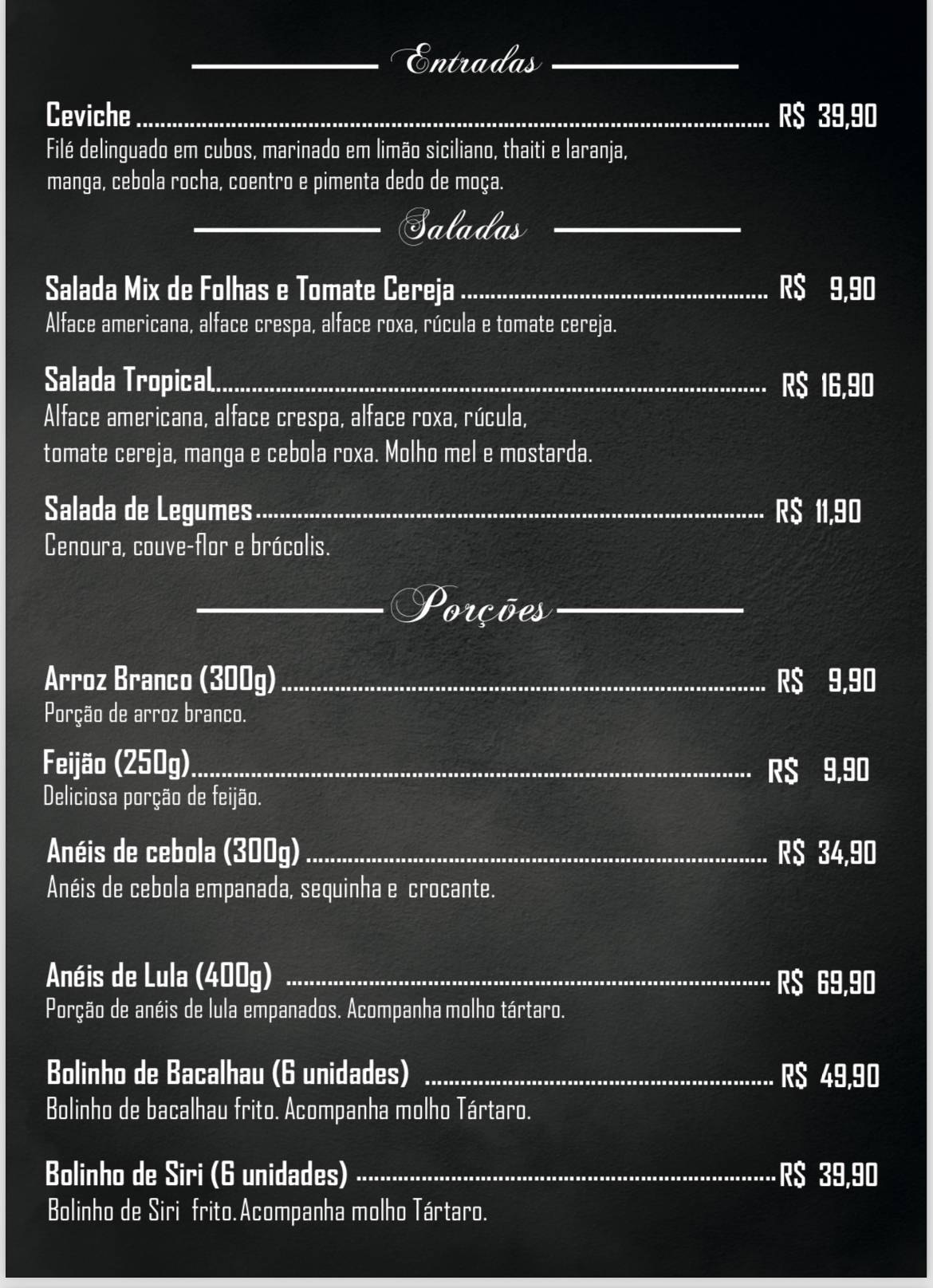 Recanto da Lagoa Gastro Bar cardápio