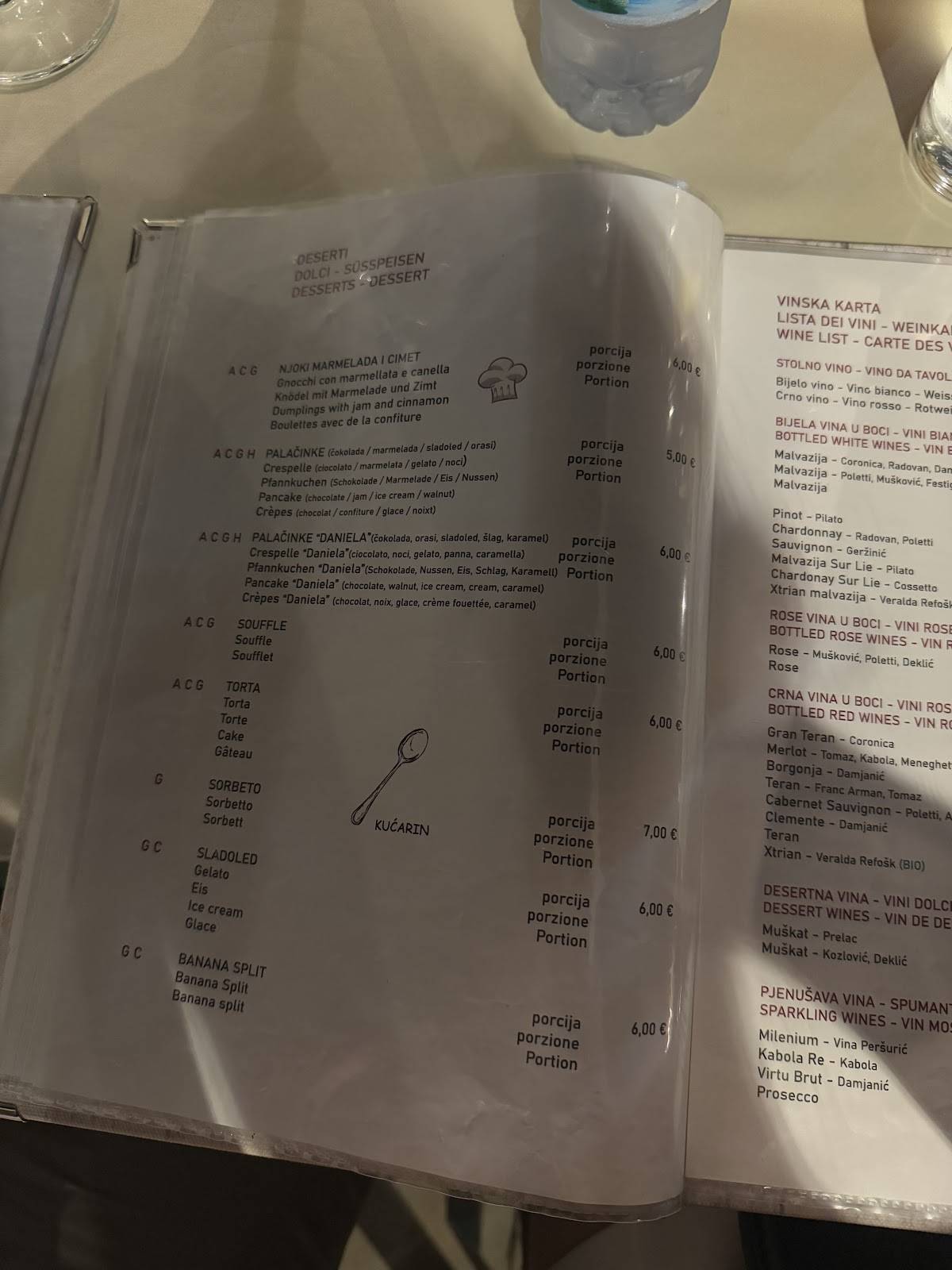 Menu di Restaurant Konoba Daniela 