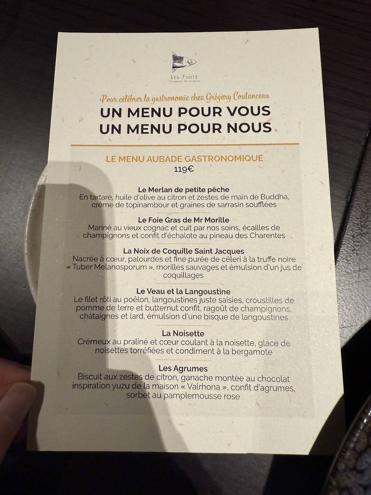 Menu de Restaurant Les Flots