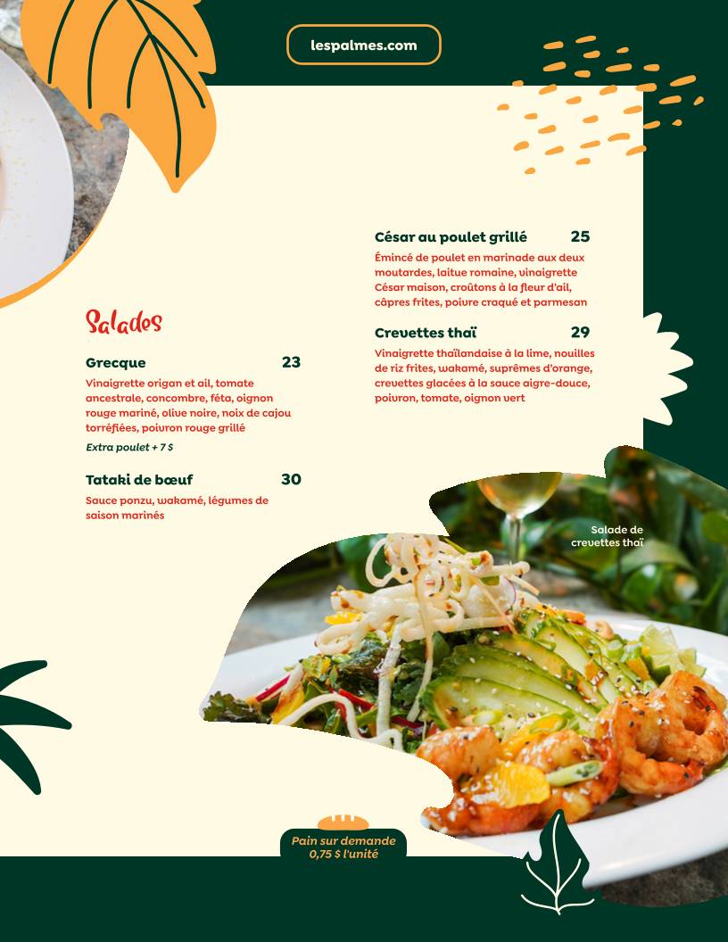 Menu de Les Palmes