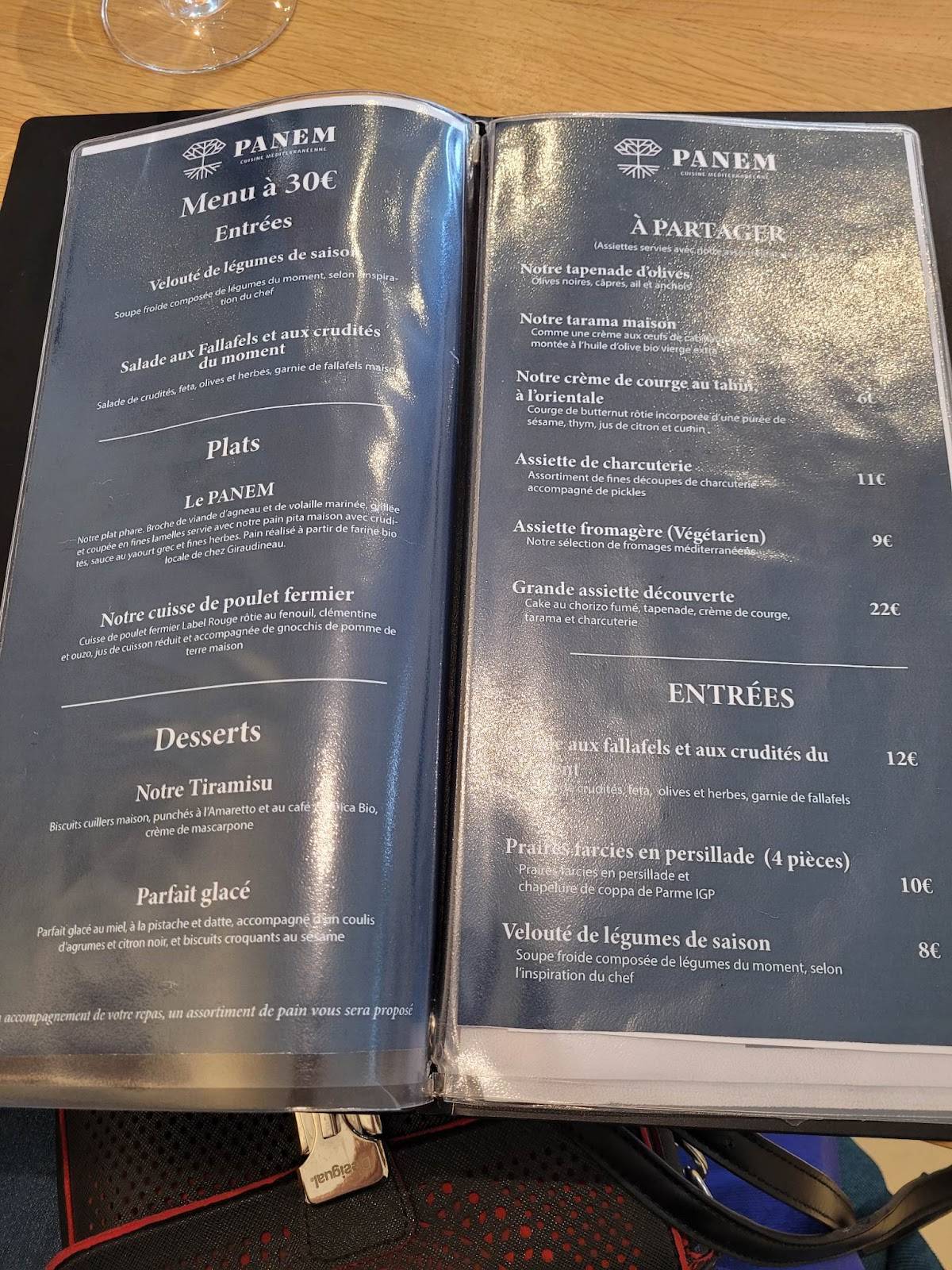 Menu de Restaurant Panem