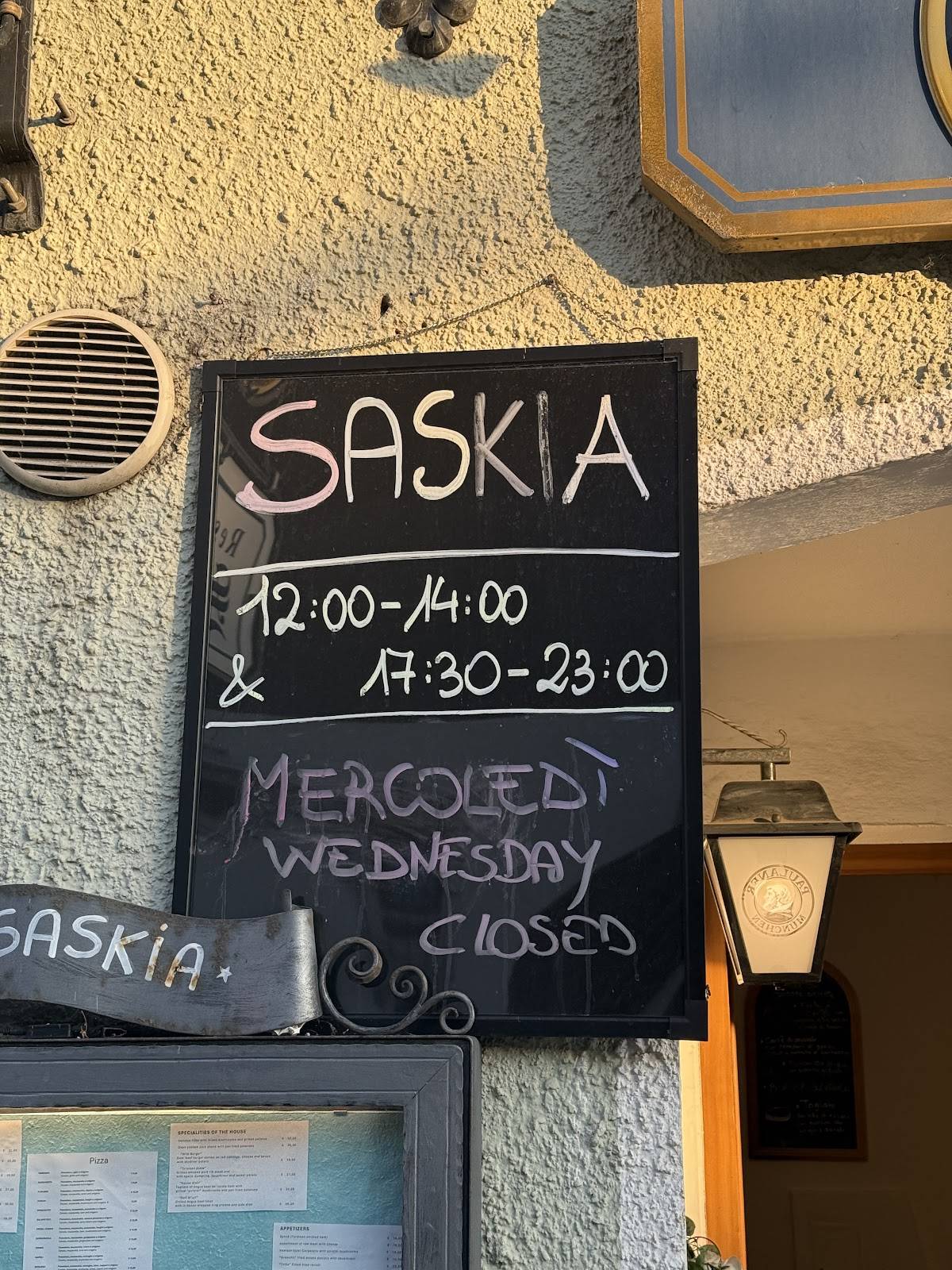 Menu di SASKIA Ristorante Pizzeria Residence 