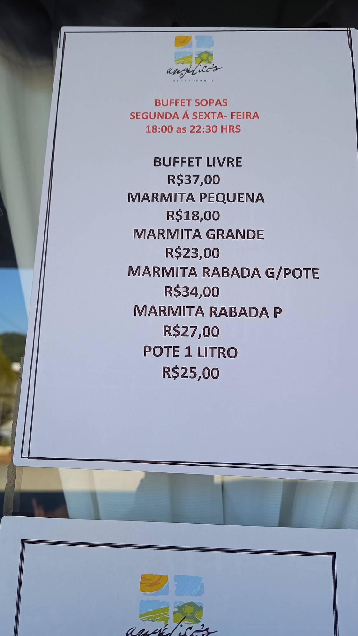 Restaurante Angélico's cardápio