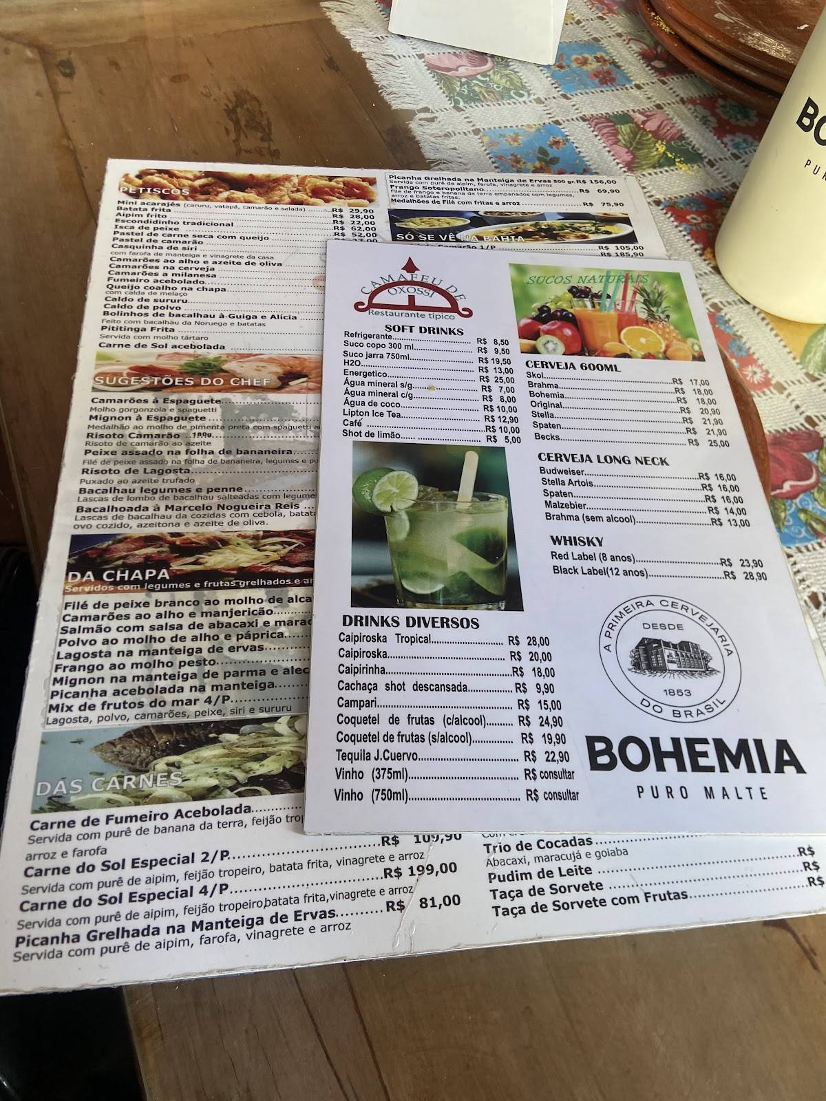 Restaurante Camafeu De Oxóssi cardápio