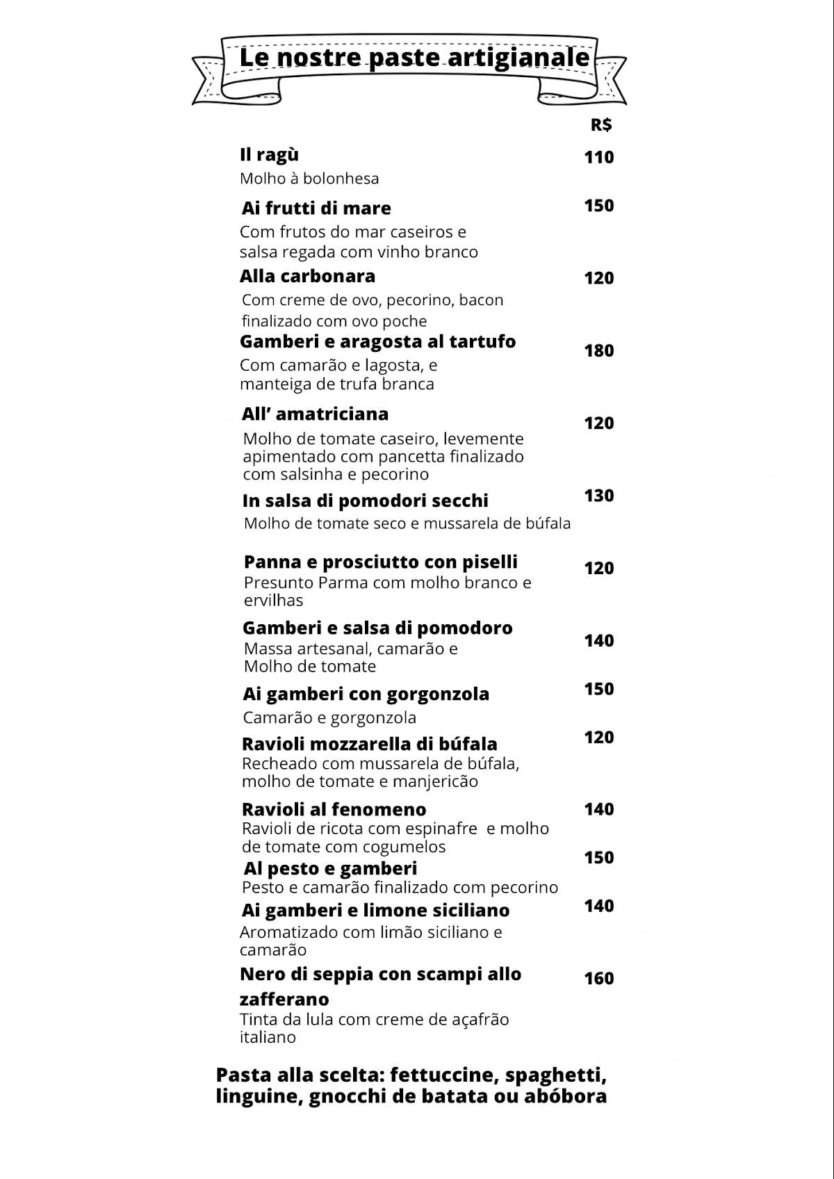 Restaurante Taverna Paradiso cardápio