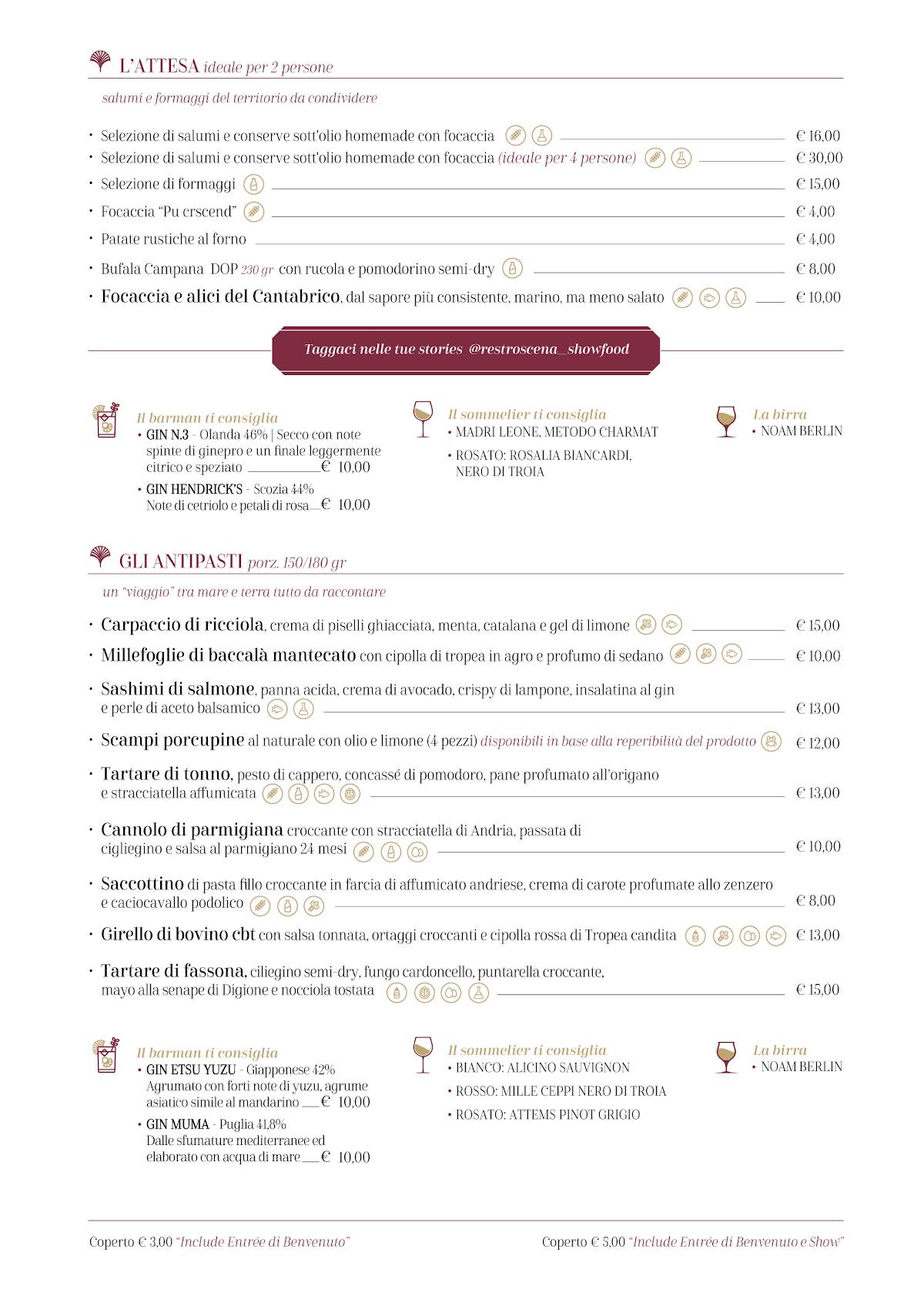 Menu di Retroscena Showfood & Drink 
