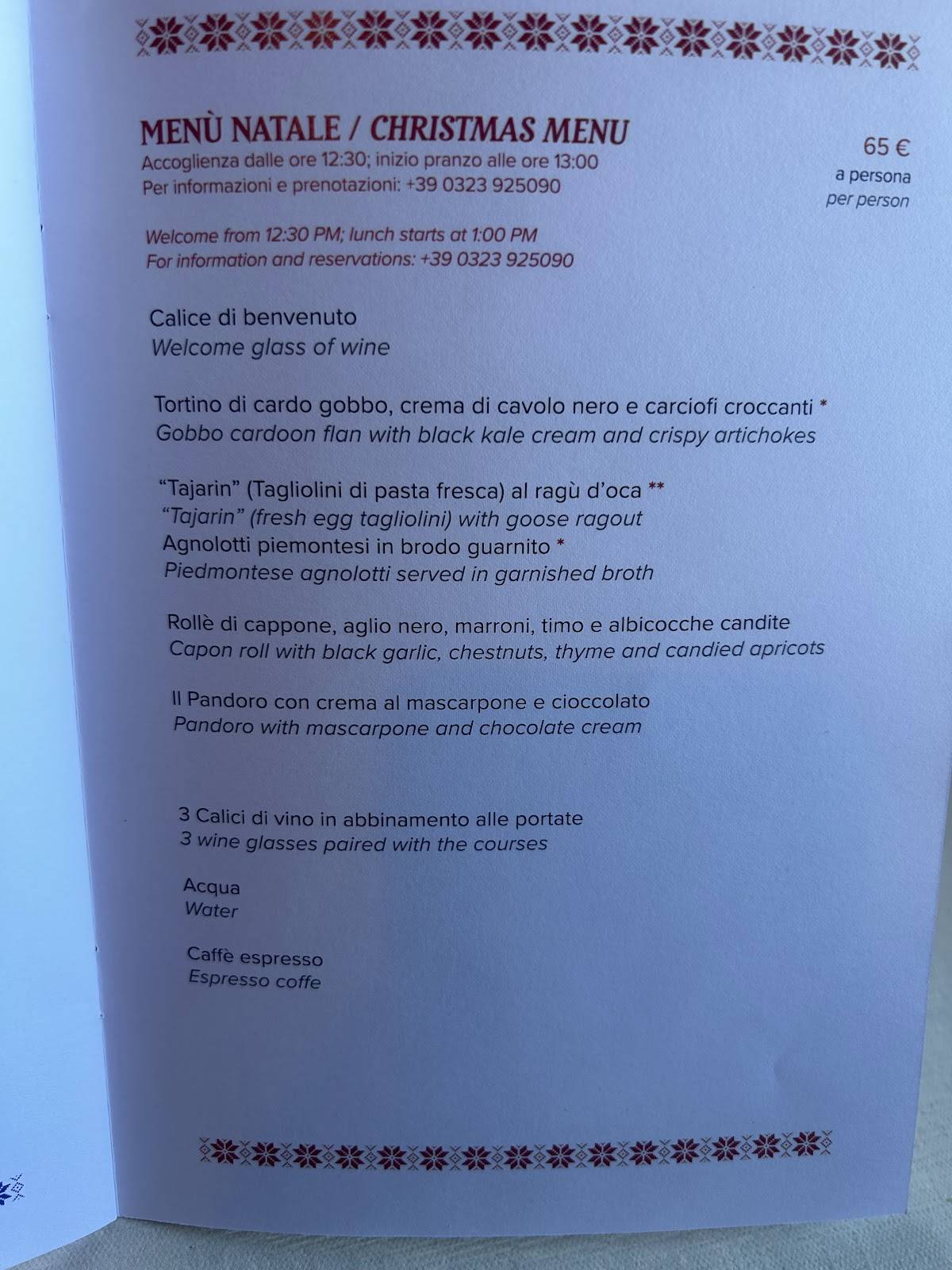 Menu di Rifugio Genziana 