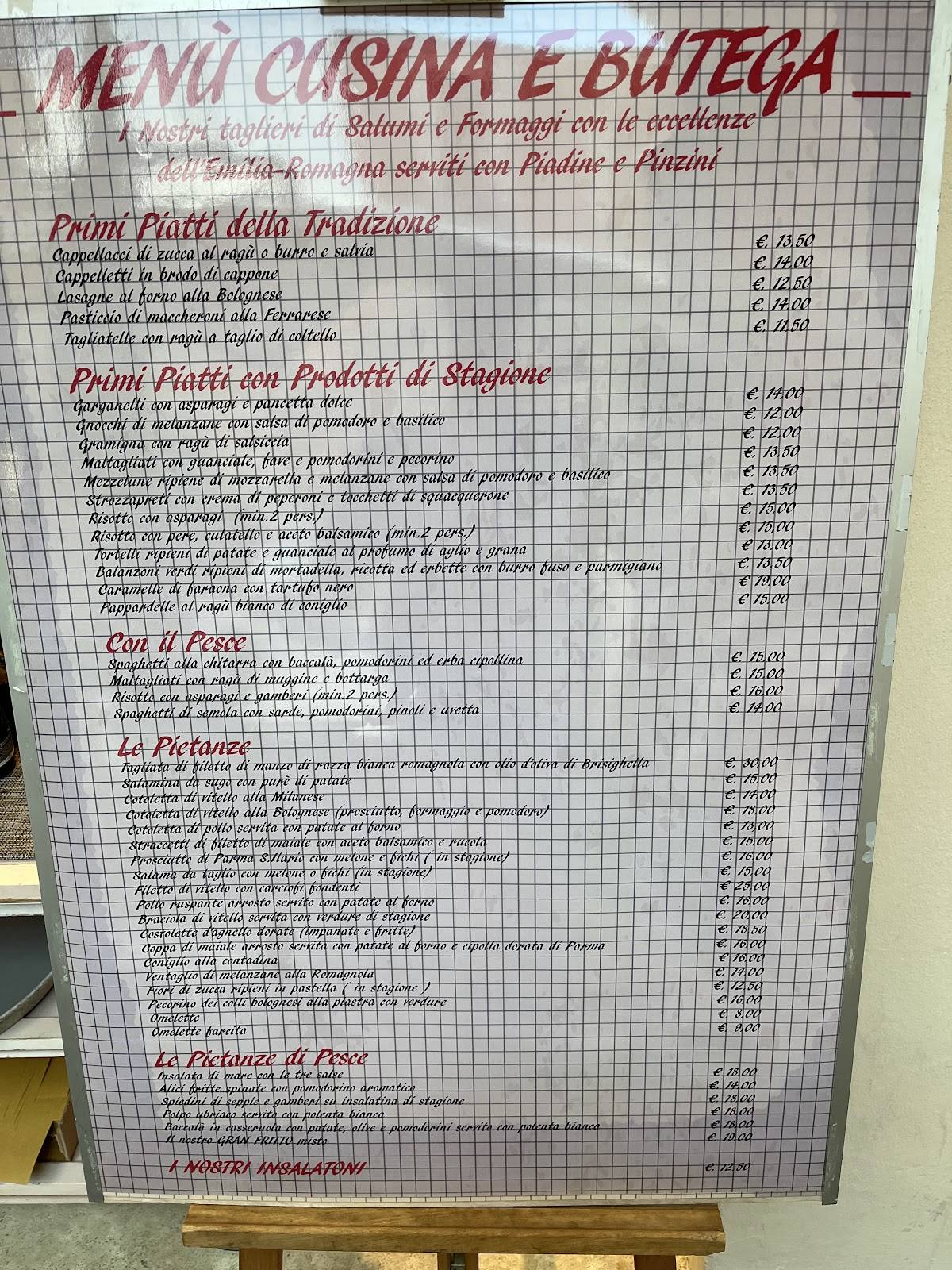 Menu di Cusina E Butega 