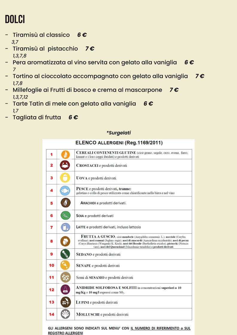 Menu di Ristorante NOA 