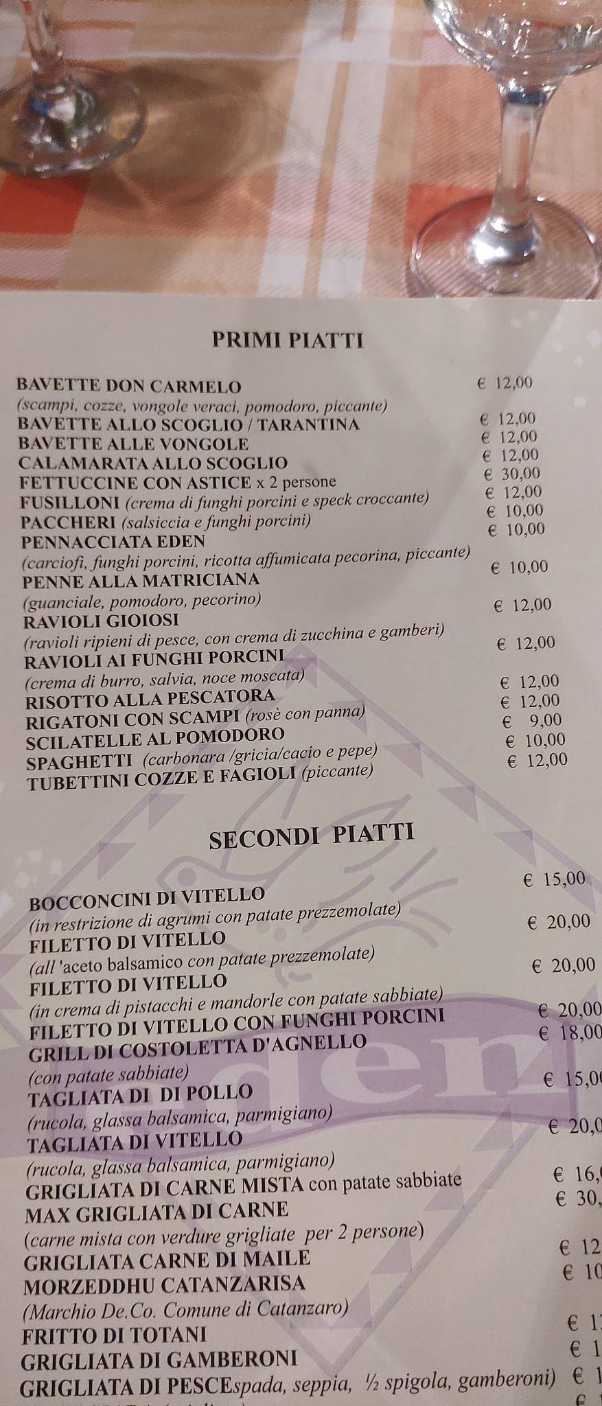 Menu di Ristorante Pizzeria Eden 