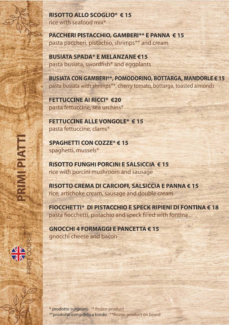 Menu di Ristorante Pizzeria Famiglia De Vita di Michele De Vita 