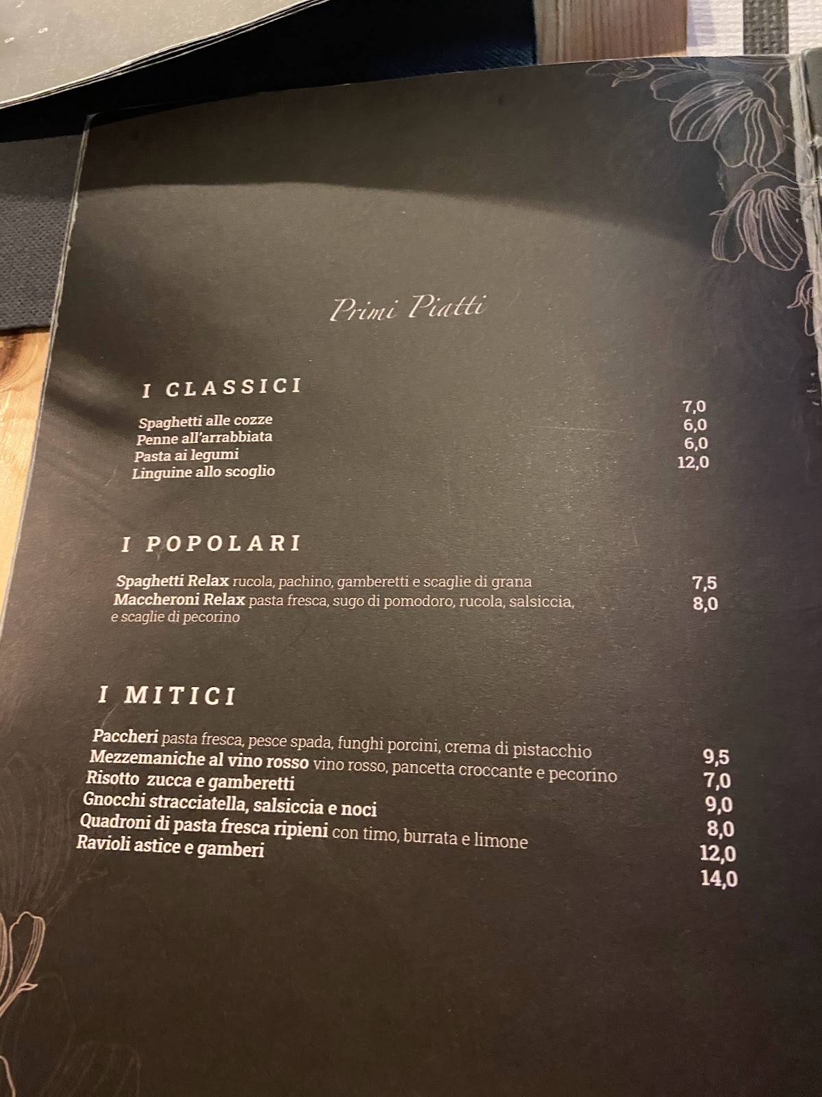Menu di Relax Country Pub Ristorante Pizzeria 