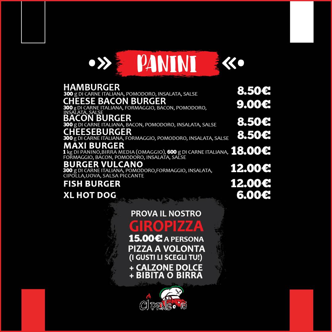 Menu di La Pizzeria del Villaggio 