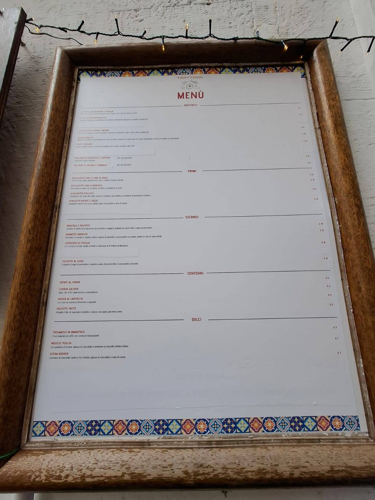 Menu di Ristorante Trattoria Fave e Fogghje 