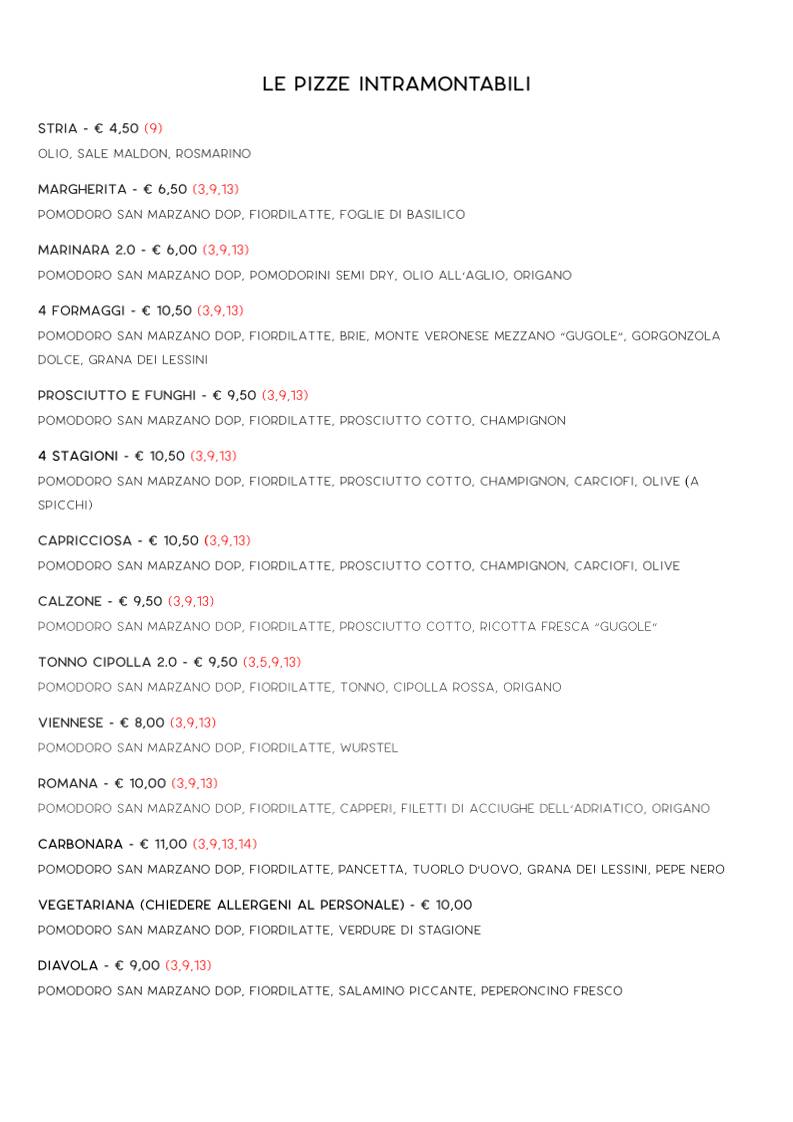 Menu di Roccolo dei Marchi - Bistrot e Pizza 