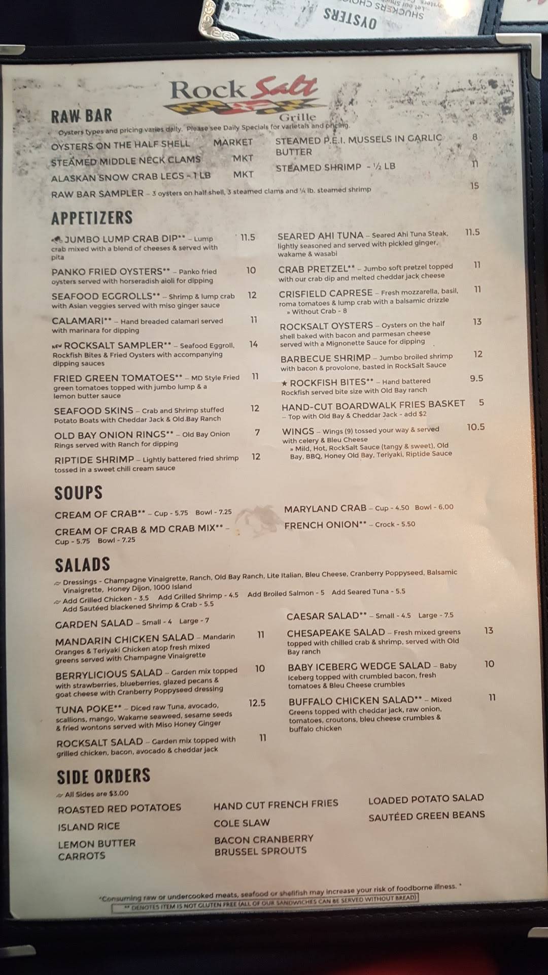 Menu at RockSalt Grille restaurant, Westminster