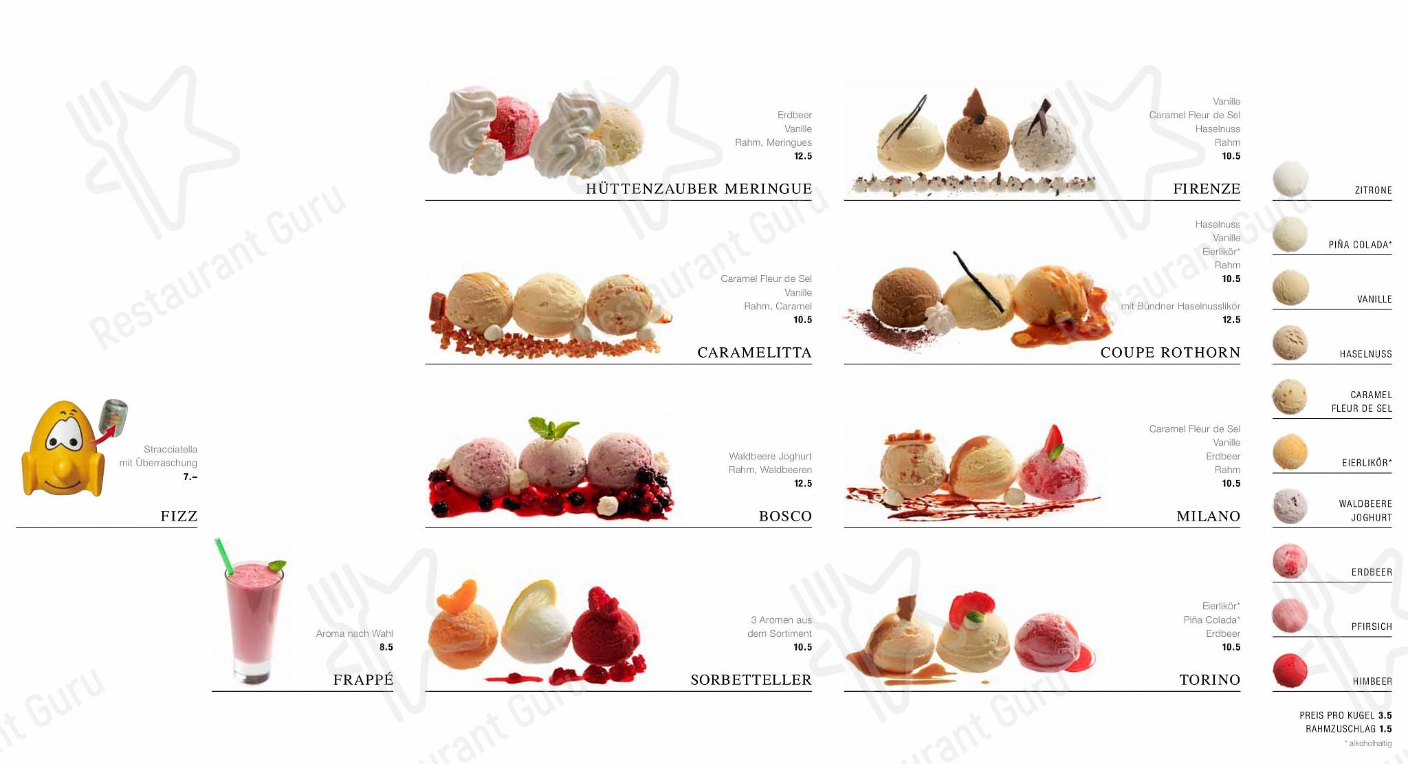 Panormarestaurant Rothorngipfel in Lantsch/Lenz - Коктейльная карта