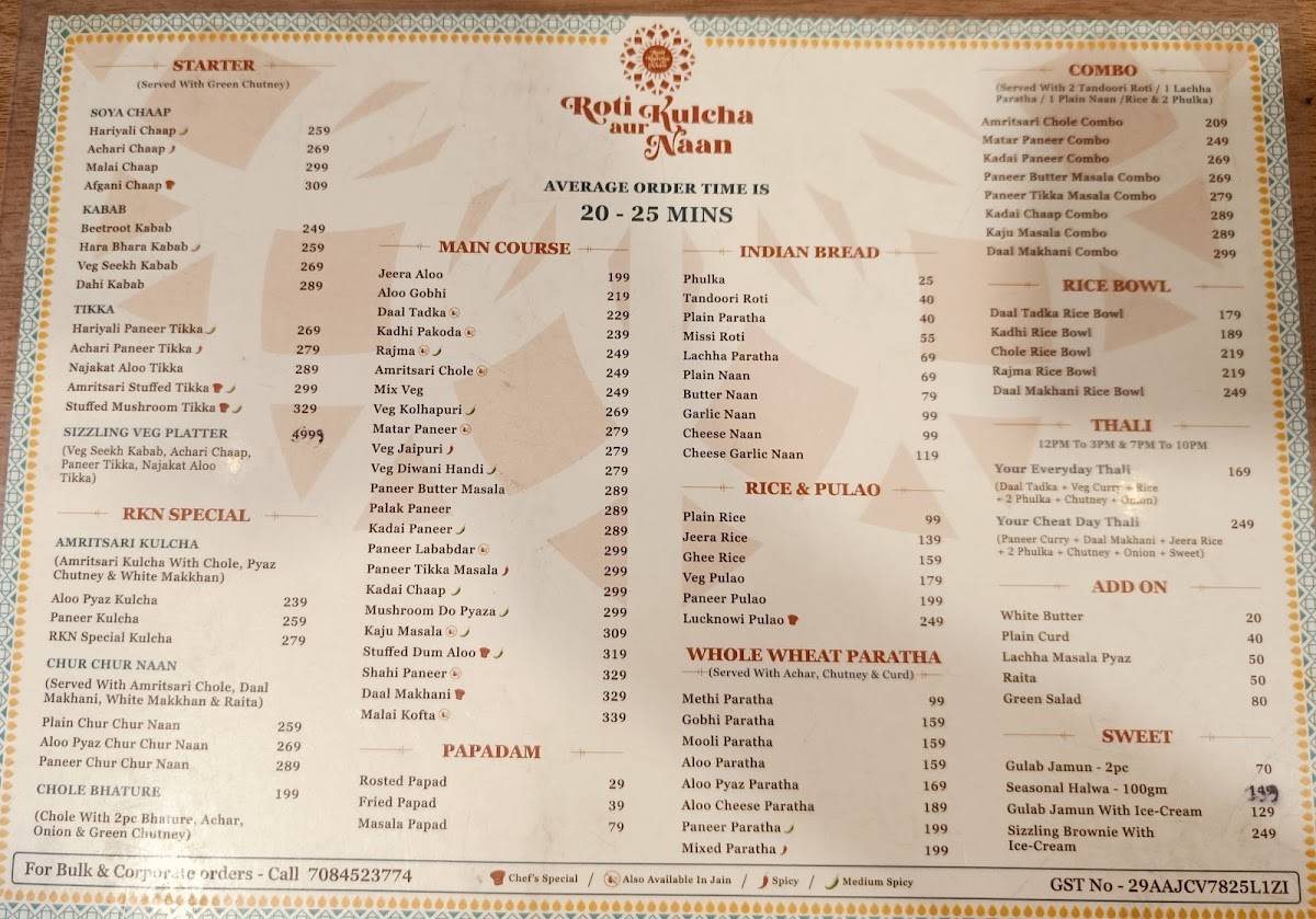 Roti Kulcha aur Naan menu
