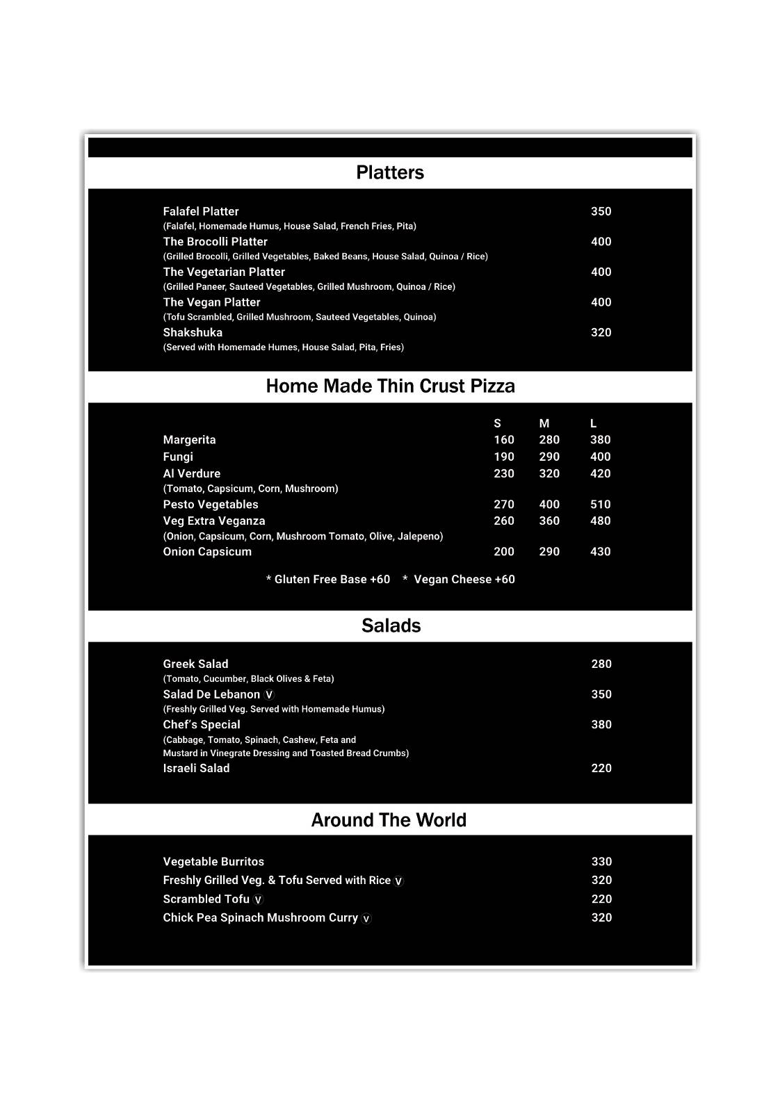 Royal bakers menu