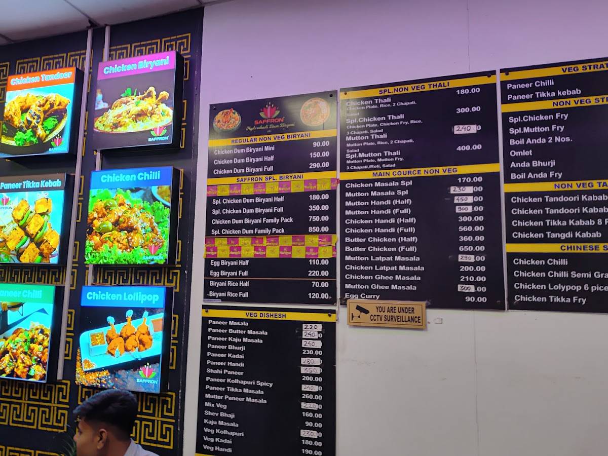 SAFFRON HYDERABADI DUM BIRYANI menu