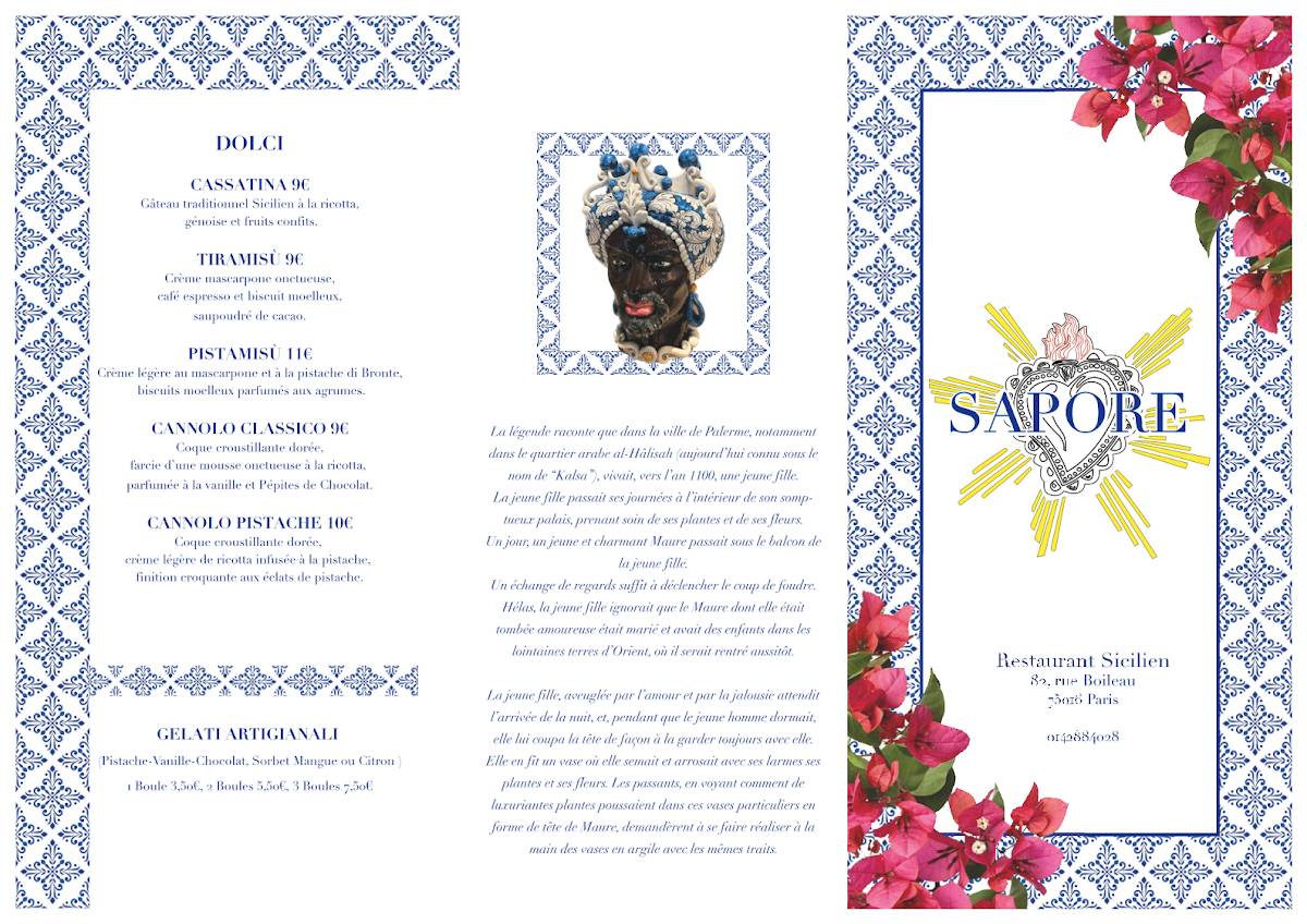 Menu de SAPORE