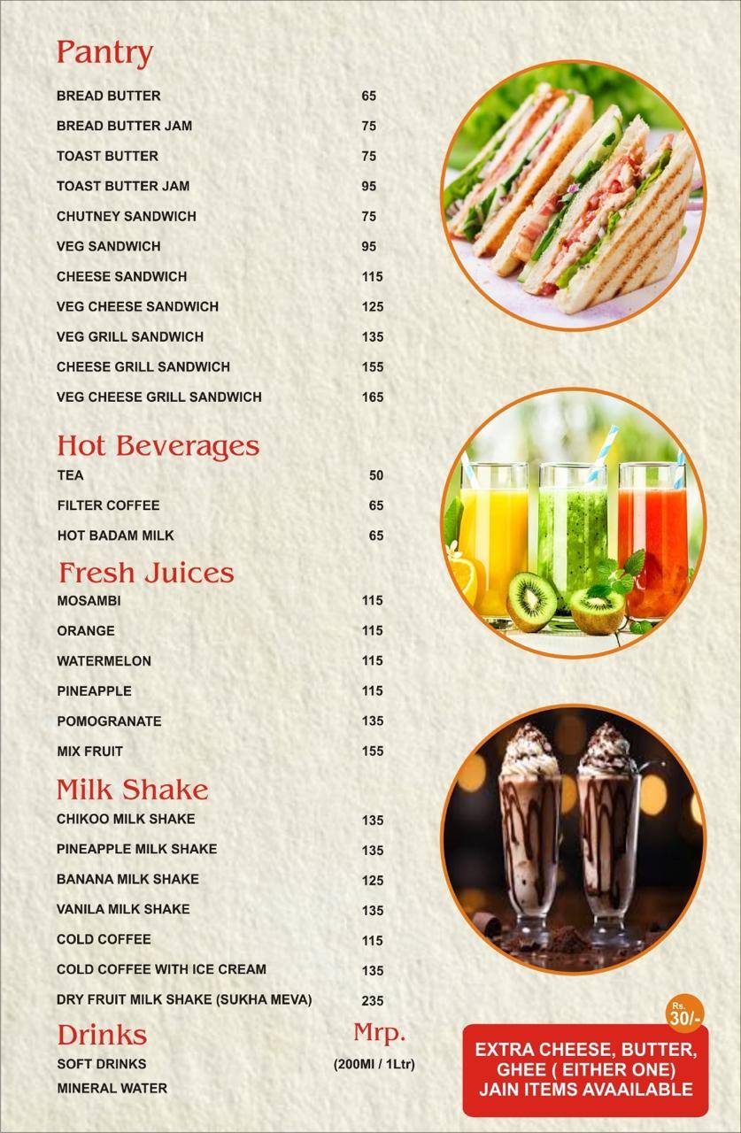 Shree Laksshmi Restaurant - The South Indian Cafe menu