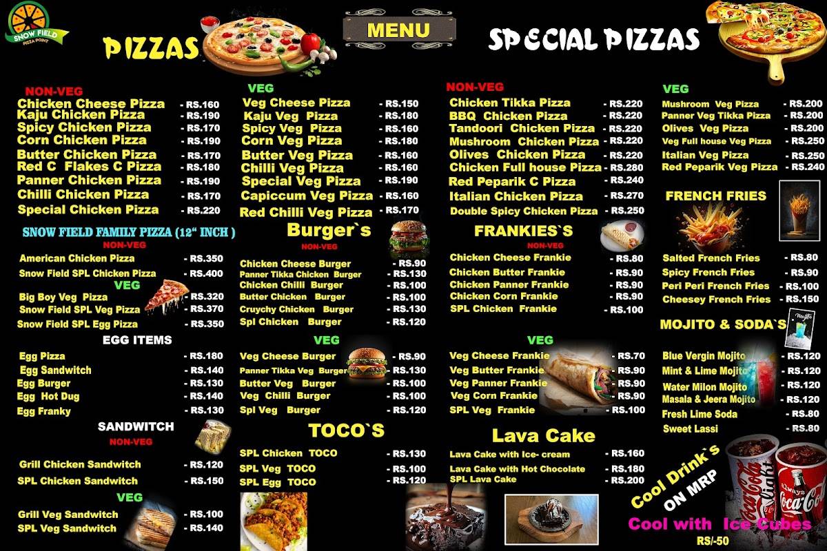 SNOW FIELD (pizza point) menu