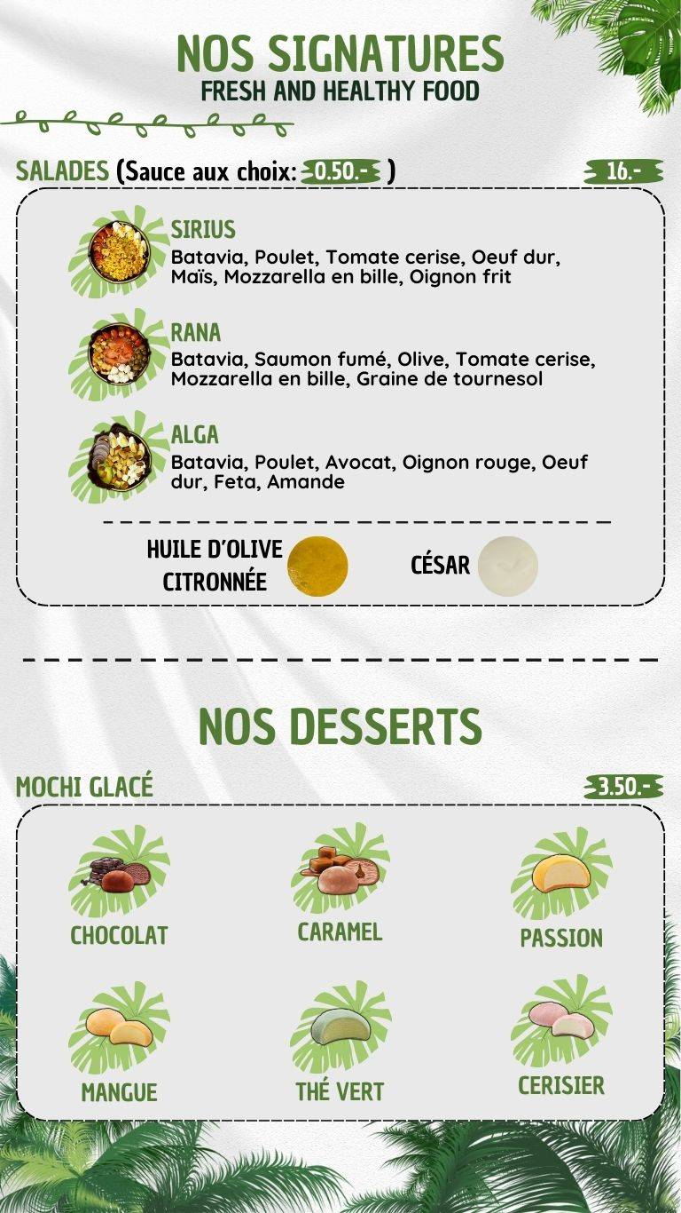 Menu di SRAPS Poke Bowls • Wraps • Salades 