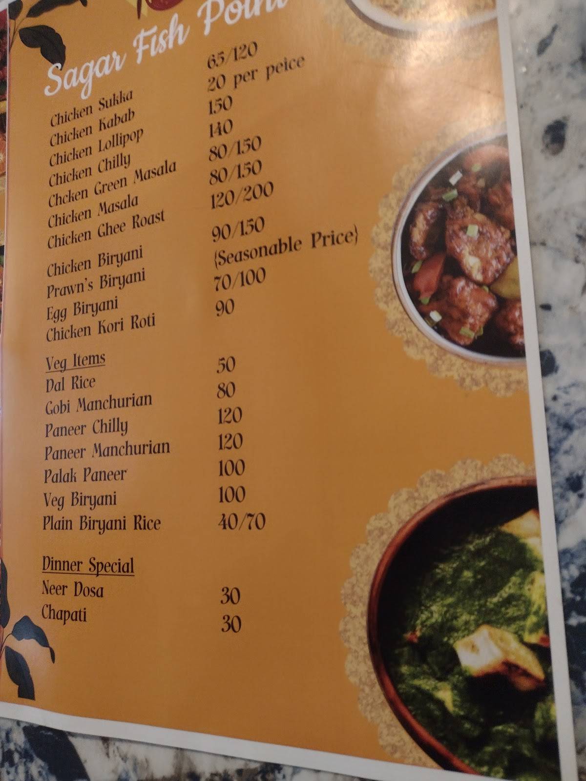 Sagar Fish Point menu