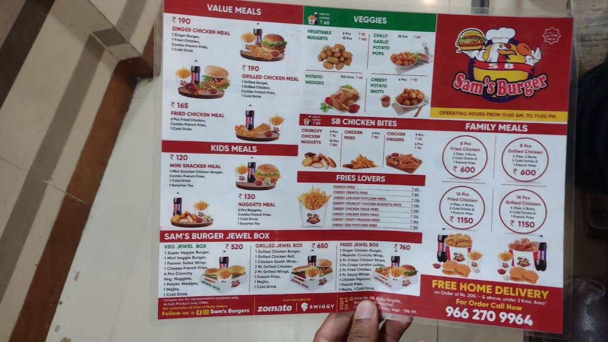 Sam Chinese menu