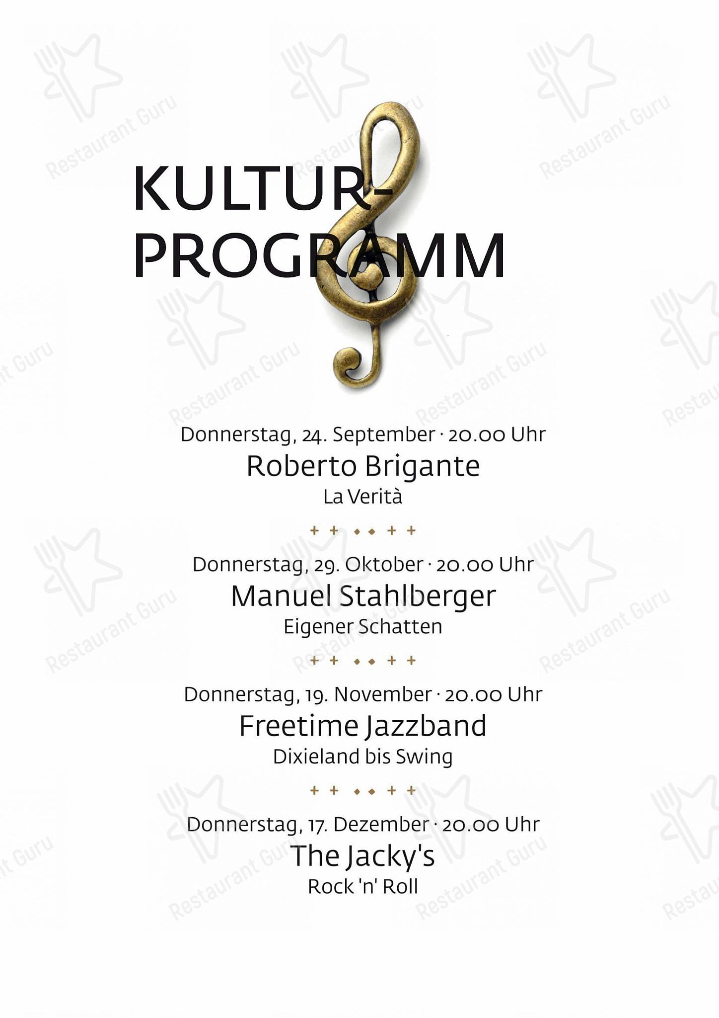 Dinner Menu per Schüür · Restaurant & Kultur ristorante